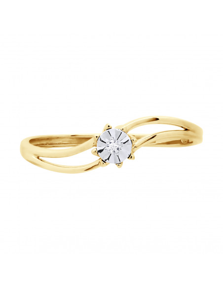 Bague Solitaire Diamant - 0.015 Carats - Illusion 0.30 Carats - Or 375 - BRISTOL