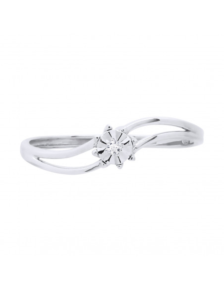 Bague Solitaire Diamant - 0.015 Carats - Illusion 0.30 Carats - Or 375 - BRISTOL
