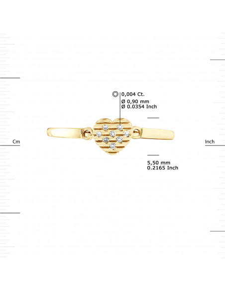 Bague Coeur Fantaisie Diamants 0,032 Cts - Or 375 - COVENTRY