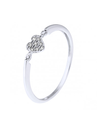 Bague Coeur Fantaisie Diamants 0,032 Cts - Or...