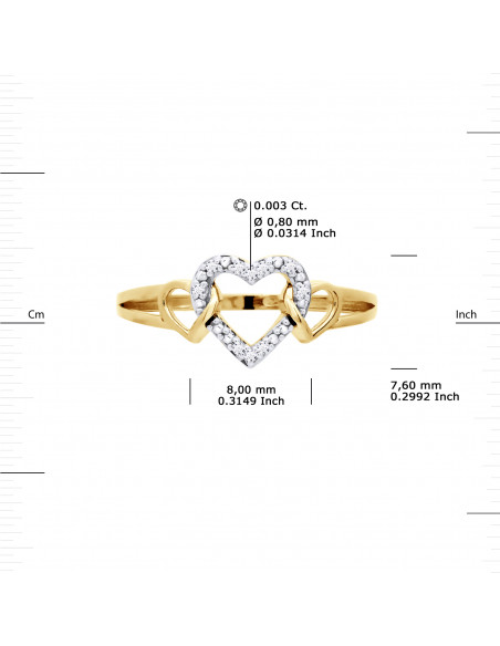 Bague Coeur Fantaisie Diamants 0,030 Cts - Or 375 - LAUSANNE