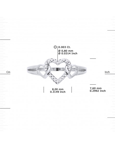Bague Coeur Fantaisie Diamants 0,030 Cts - Or 375 - LAUSANNE