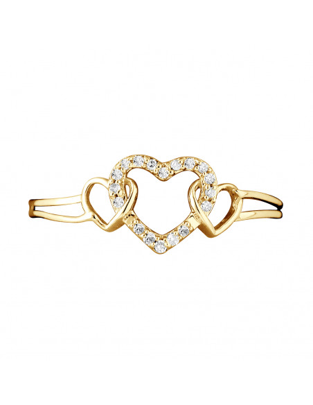 Bague Coeur Fantaisie Diamants 0,030 Cts - Or 375 - LAUSANNE