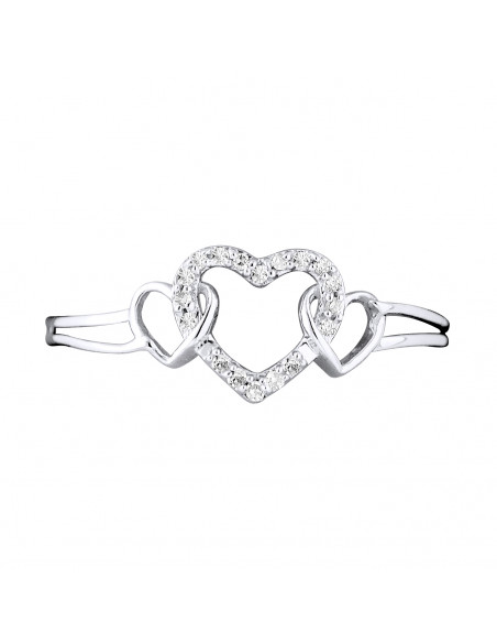Bague Coeur Fantaisie Diamants 0,030 Cts - Or 375 - LAUSANNE