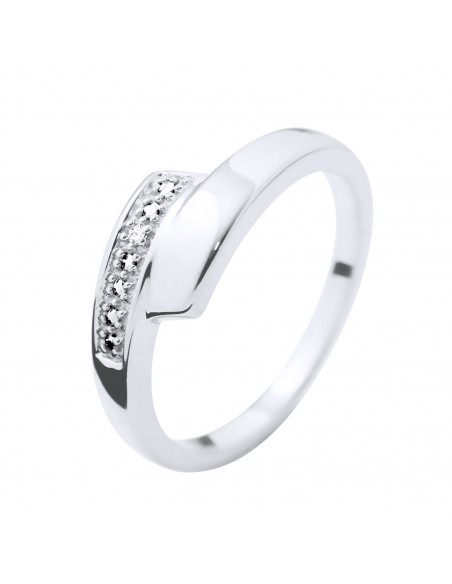 Bague Jonc Fantaisie Diamants 0,010 Cts - Or 375 - EVIAN