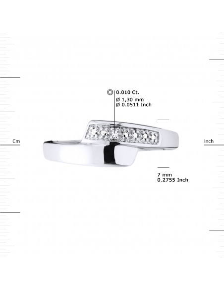 Bague Jonc Fantaisie Diamants 0,010 Cts - Or 375 - EVIAN