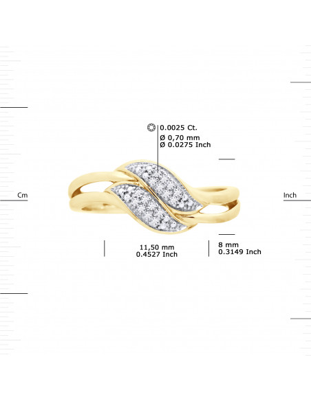 Fancy Ring Costume Diamonds 0.020 CTS - Gold 375 - Montecatini