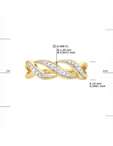 Bague Jonc Fantaisie Diamants 0,040 Cts - Or...