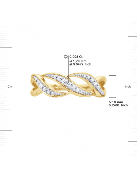 Bague Jonc Fantaisie Diamants 0,040 Cts - Or 375 - BADEN
