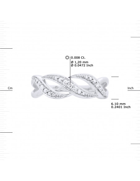 Bague Jonc Fantaisie Diamants 0,040 Cts - Or 375 - BADEN