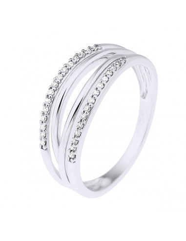 Bague Jonc Fantaisie Diamants 0,080 Cts - Or...