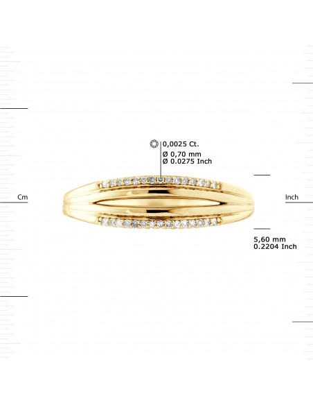 Bague Jonc Fantaisie Diamants 0,080 Cts - Or 375 - PADOUE