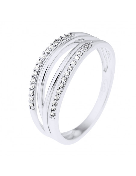 Bague Jonc Fantaisie Diamants 0,080 Cts - Or 375 - PADOUE