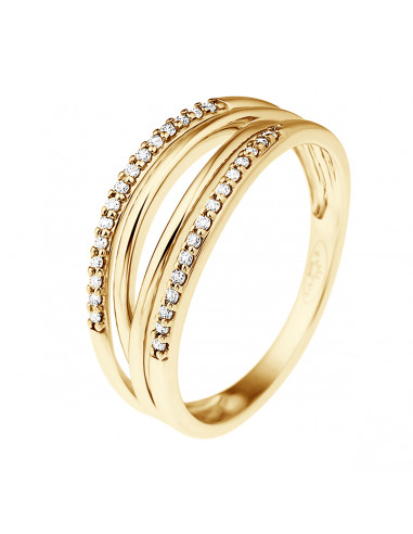 Bague Jonc Fantaisie Diamants 0,080 Cts - Or...