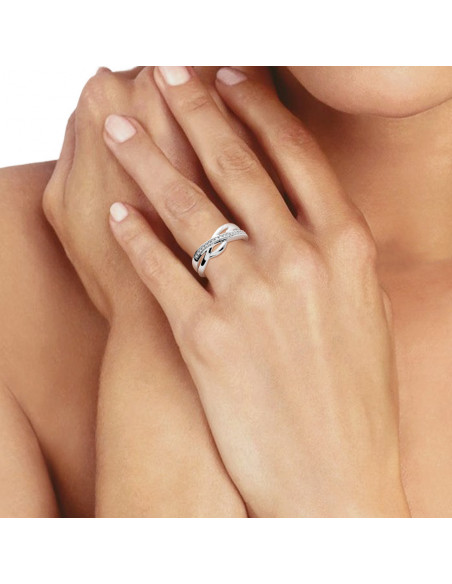 Bague Jonc Fantaisie Diamants 0,040 Cts - Or 375 - BRIGHTON