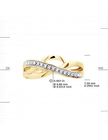 Bague Jonc Fantaisie Diamants 0,040 Cts - Or...