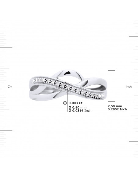 Bague Jonc Fantaisie Diamants 0,040 Cts - Or 375 - BRIGHTON