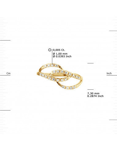 Bague Jonc Fantaisie Diamants 0,120 Cts - Or...