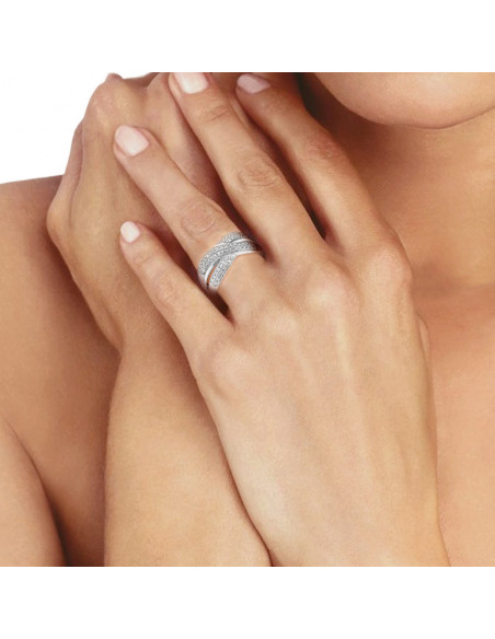 Bague Jonc Fantaisie Diamants 0,300 Cts - Or 375 - CANTERBURY