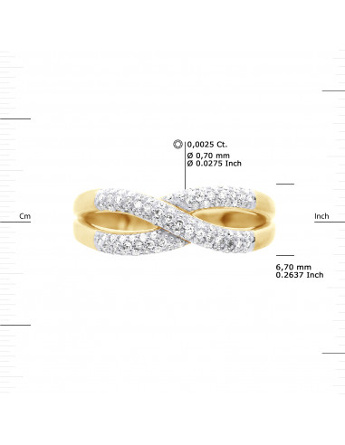 Bague Jonc Fantaisie Diamants 0,300 Cts - Or...