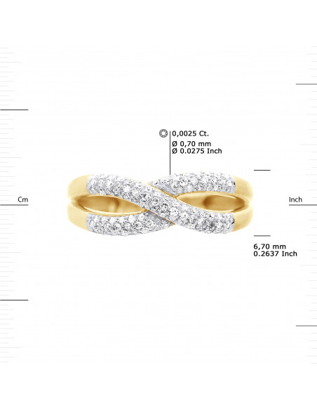 Bague Jonc Fantaisie Diamants 0,300 Cts - Or 375 - CANTERBURY