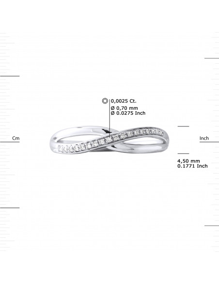 Alliance Diamant Croisée - 0.035 Carats - Or 375 - VENISE