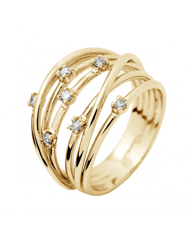 Bague Prestige Fantaisie Diamants 0,140 Cts -...