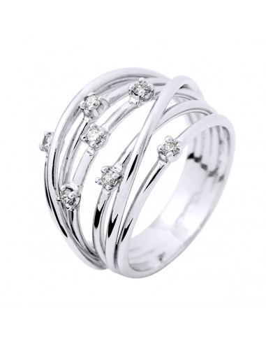 Bague Prestige Fantaisie Diamants 0,140 Cts -...