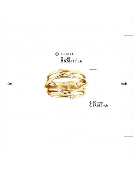Bague Prestige Fantaisie Diamants 0,140 Cts - Or 375 - MALIBU