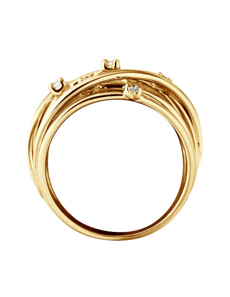 Bague Prestige Fantaisie Diamants 0,140 Cts - Or 375 - MALIBU