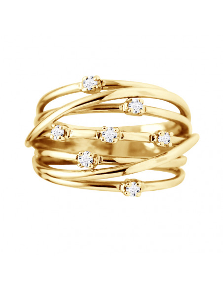 Bague Prestige Fantaisie Diamants 0,140 Cts - Or 375 - MALIBU