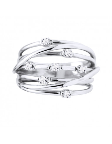 Bague Prestige Fantaisie Diamants 0,140 Cts -...