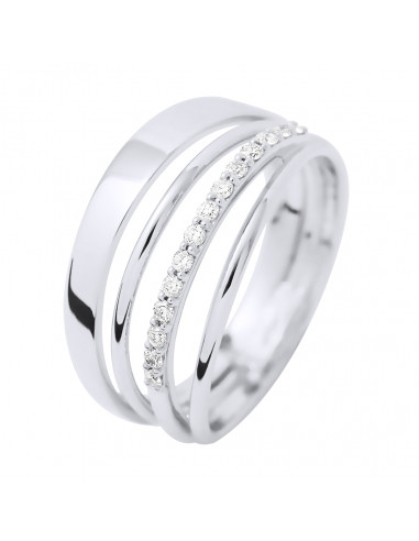 Bague Prestige Fantaisie Diamants 0,140 Cts -...