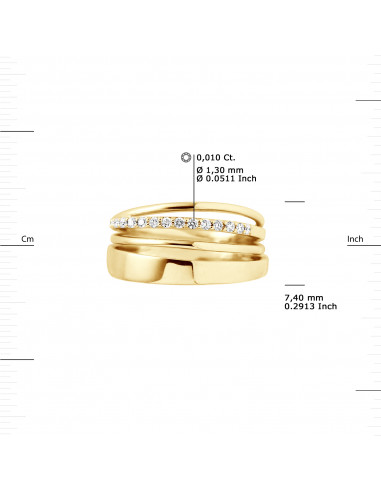 Bague Prestige Fantaisie Diamants 0,140 Cts -...