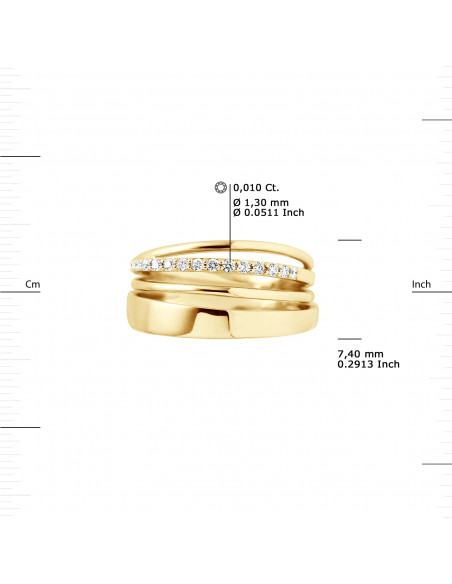 Prestige Ring Fancy Diamonds 0.140 CTS - Gold 375 - Carmel