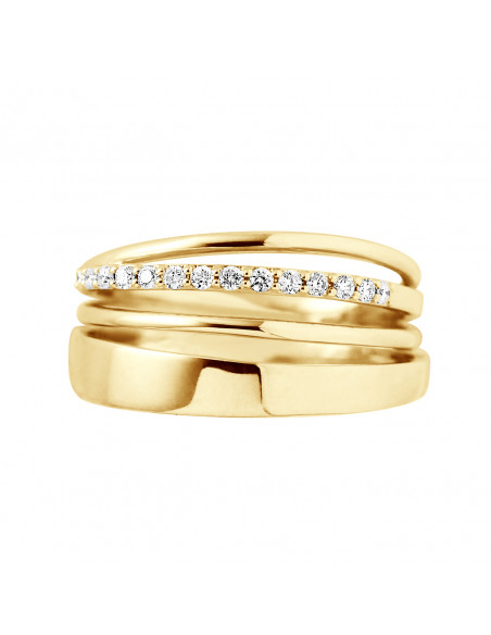 Bague Prestige Fantaisie Diamants 0,140 Cts - Or 375 - CARMEL