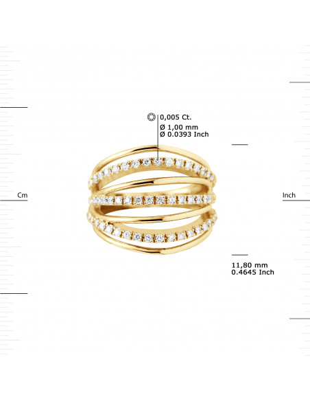 Bague Prestige Fantaisie Diamants 0,60 Cts - Or 375 - SUSSEX