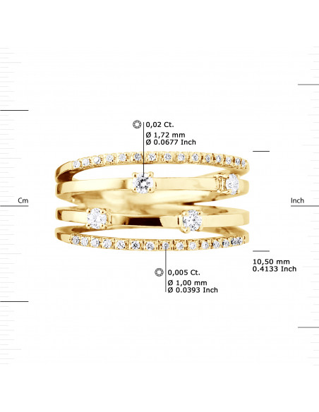 Bague Prestige Fantaisie Diamants 0,320 Cts - Or 375 - SWALE