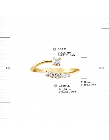 Bague Fantaisie Diamants 0,15 Cts - Or 375 -...