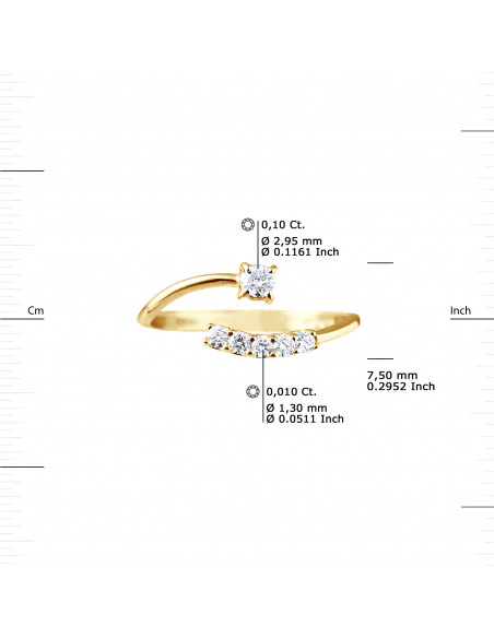 Bague Fantaisie Diamants 0,15 Cts - Or 375 - AUSTIN