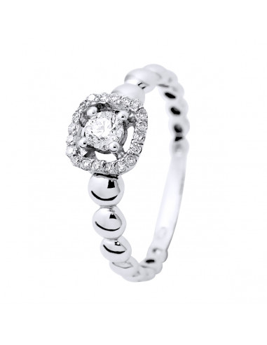 Bague Solitaire Diamant Entourage - 0.30 Carats - Or 375 - LAS VEGAS