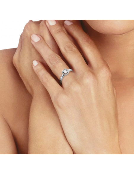 Bague Solitaire Diamant Entourage - 0.30 Carats - Or 375 - LAS VEGAS