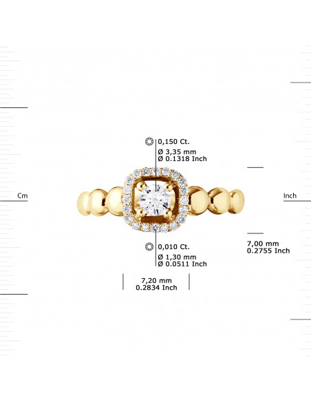 Bague Solitaire Diamant Entourage - 0.30 Carats - Or 375 - LAS VEGAS