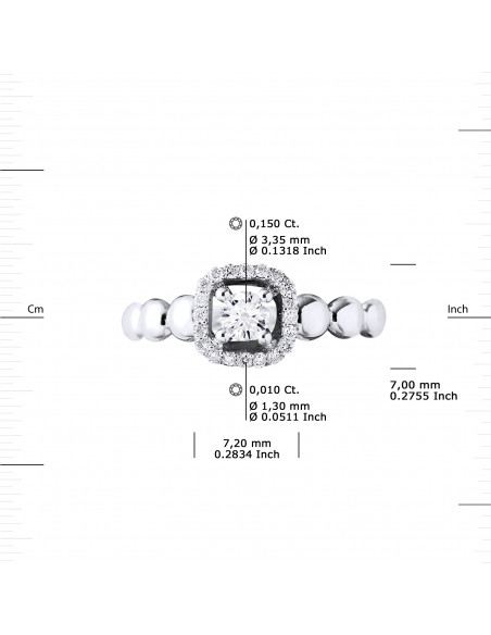 Bague Solitaire Diamant Entourage - 0.30 Carats - Or 375 - LAS VEGAS