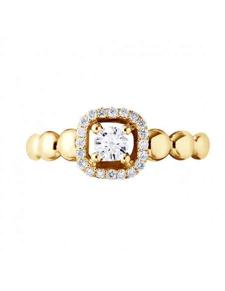 Bague Solitaire Diamant Entourage - 0.30 Carats - Or 375 - LAS VEGAS