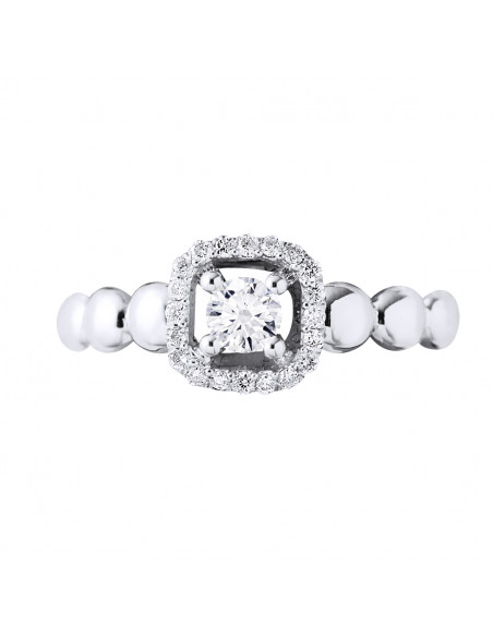 Bague Solitaire Diamant Entourage - 0.30 Carats - Or 375 - LAS VEGAS