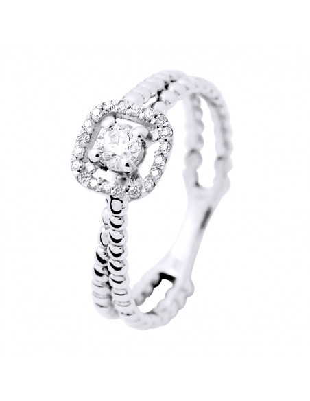 Solitaire Ring Diamond Entourage - 0.35 carats - Gold 375 - Macao