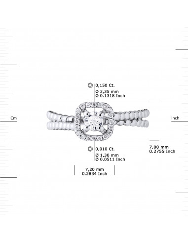 Bague Solitaire Diamant Entourage - 0.35 Carats...
