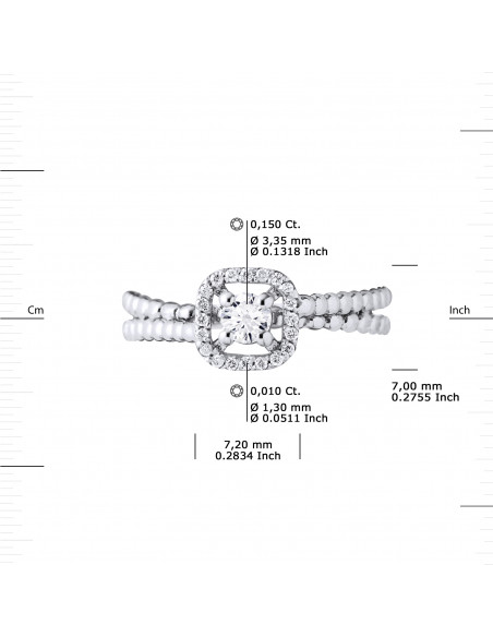 Bague Solitaire Diamant Entourage - 0.35 Carats - Or 375 - MACAO
