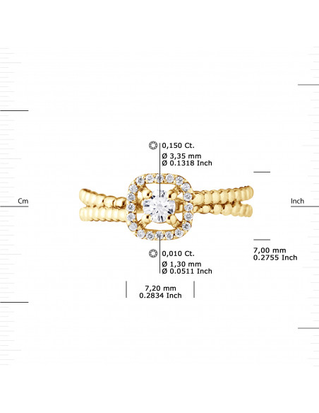 Bague Solitaire Diamant Entourage - 0.35 Carats - Or 375 - MACAO